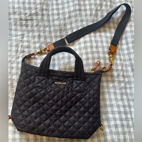 MZ Wallace Handbags - MZ Wallace Small Sutton - purple Quilted Nylon Crossbody Tote with Leather Trim